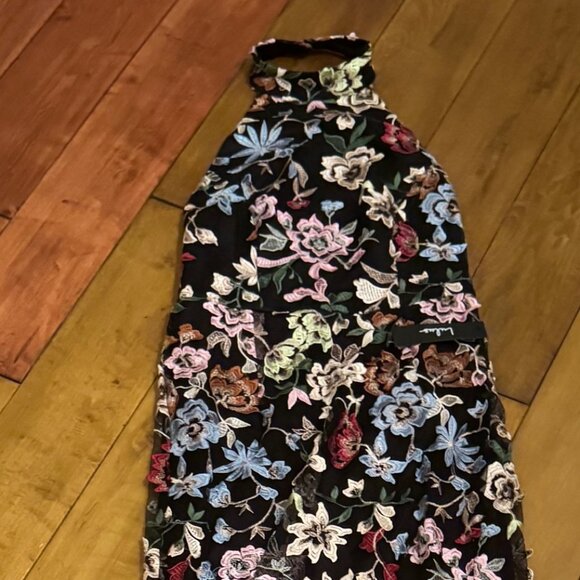 Lulus Infinite Praise Black 3d Floral Embroidered Halter Maxi Dress - Size S - Picture 2 of 3